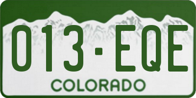 CO license plate 013EQE