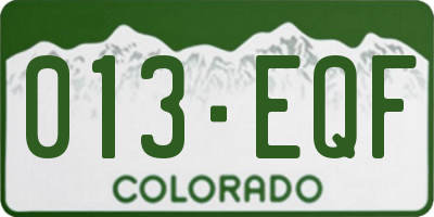 CO license plate 013EQF