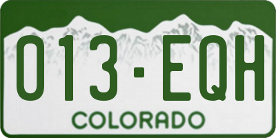 CO license plate 013EQH