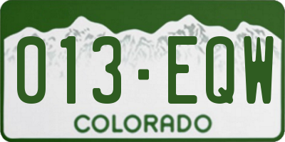 CO license plate 013EQW