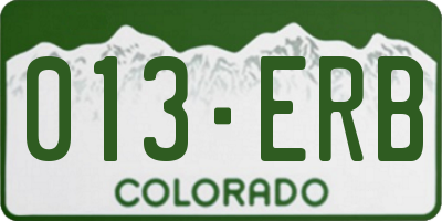CO license plate 013ERB