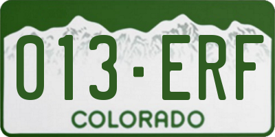 CO license plate 013ERF