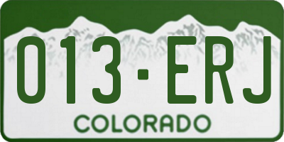 CO license plate 013ERJ