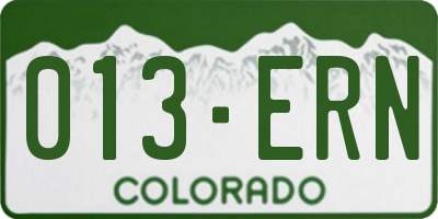 CO license plate 013ERN