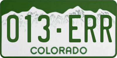CO license plate 013ERR