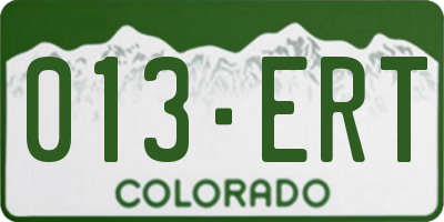 CO license plate 013ERT