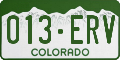 CO license plate 013ERV