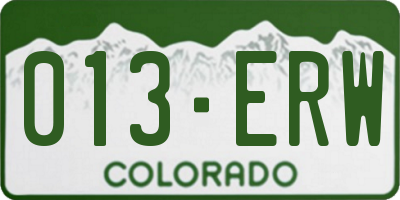 CO license plate 013ERW