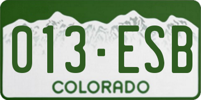 CO license plate 013ESB