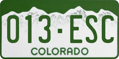 CO license plate 013ESC