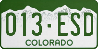 CO license plate 013ESD