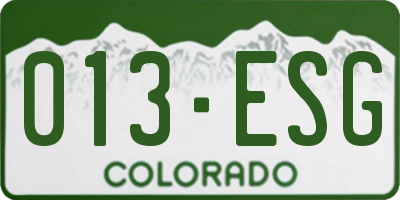 CO license plate 013ESG