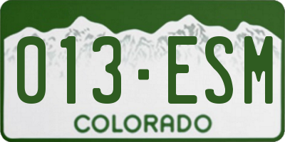 CO license plate 013ESM