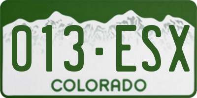 CO license plate 013ESX