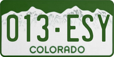 CO license plate 013ESY