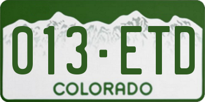 CO license plate 013ETD