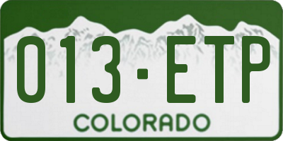 CO license plate 013ETP