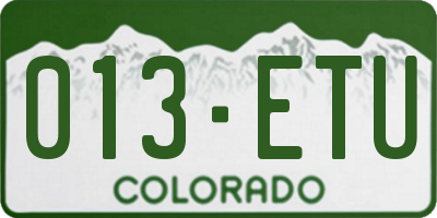 CO license plate 013ETU