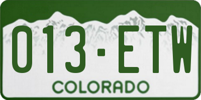 CO license plate 013ETW
