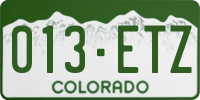 CO license plate 013ETZ