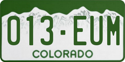 CO license plate 013EUM