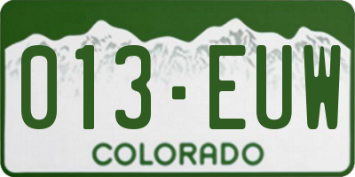 CO license plate 013EUW
