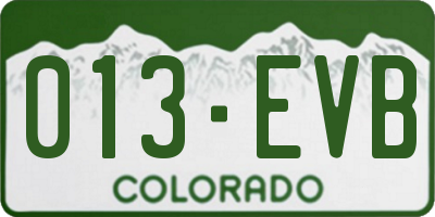 CO license plate 013EVB