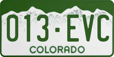 CO license plate 013EVC