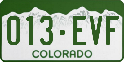 CO license plate 013EVF