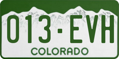 CO license plate 013EVH