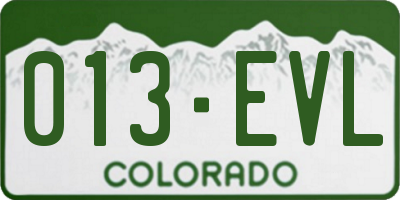 CO license plate 013EVL