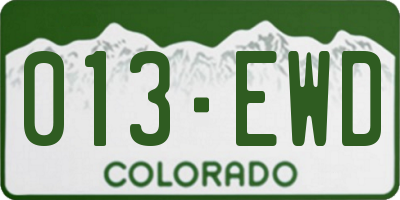 CO license plate 013EWD