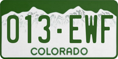 CO license plate 013EWF