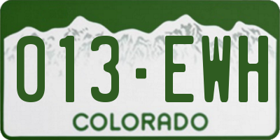 CO license plate 013EWH