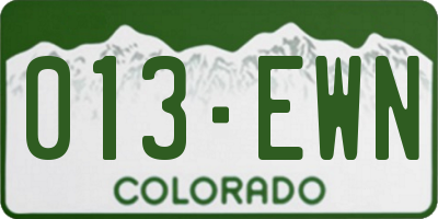 CO license plate 013EWN