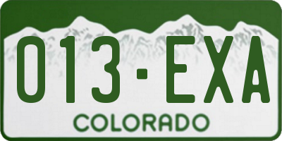 CO license plate 013EXA