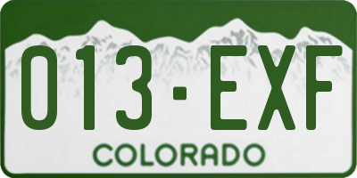 CO license plate 013EXF
