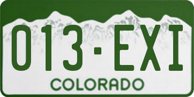 CO license plate 013EXI