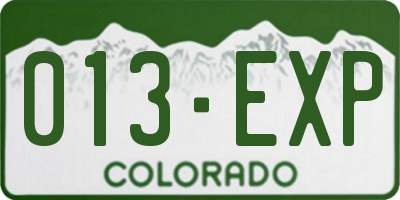 CO license plate 013EXP