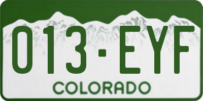 CO license plate 013EYF