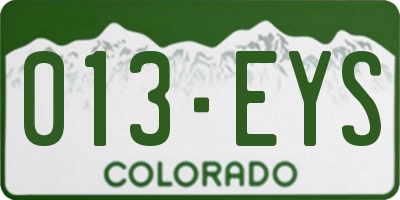 CO license plate 013EYS