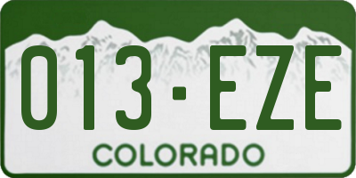 CO license plate 013EZE