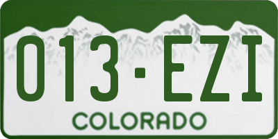 CO license plate 013EZI