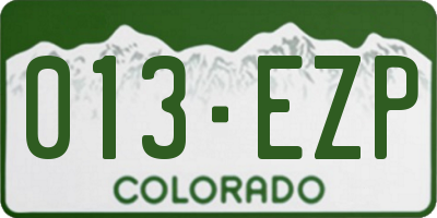 CO license plate 013EZP