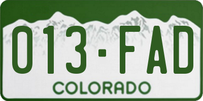 CO license plate 013FAD