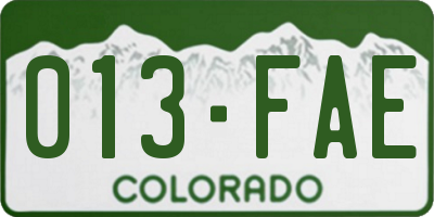 CO license plate 013FAE