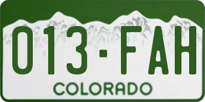 CO license plate 013FAH