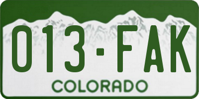 CO license plate 013FAK