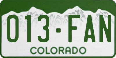 CO license plate 013FAN