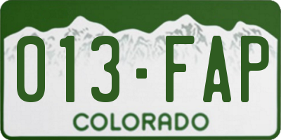 CO license plate 013FAP